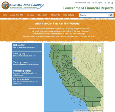 Screenshot of new Government Financial Reports page