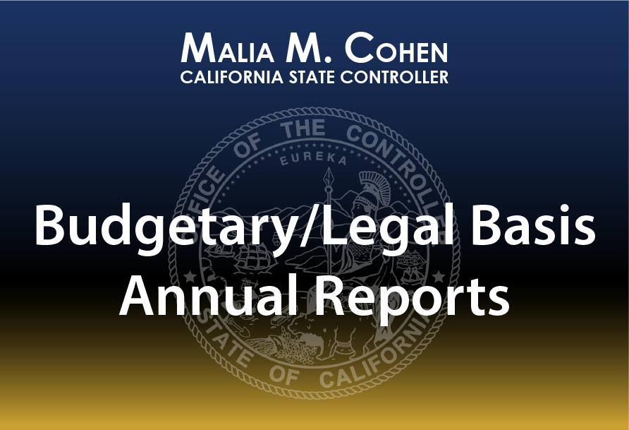graphical representation of the Controller's name, Controller's Office seal, and the words Budgetary/Legal Basis Annual Reports