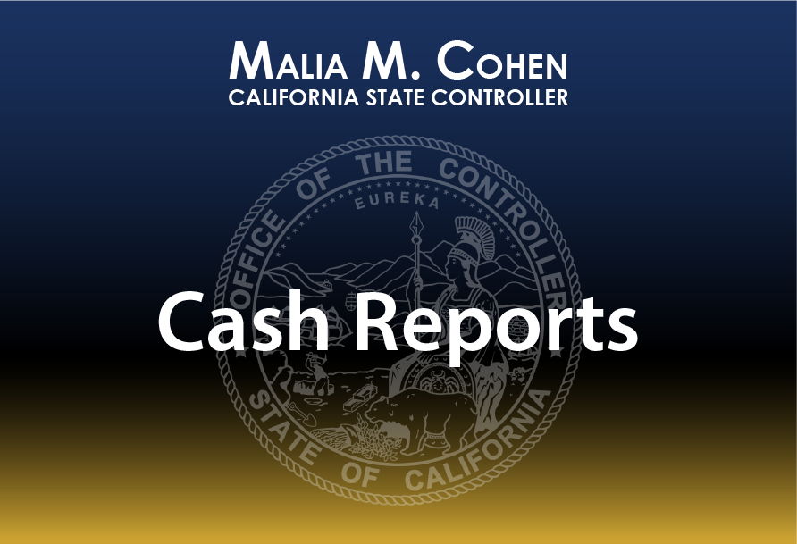 graphical representation of the Controller's name, Controller's Office seal, and the words Cash Reports