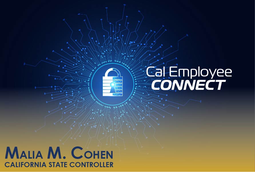 graphical representation of the secure Cal Employee Connect with the image of an online lock