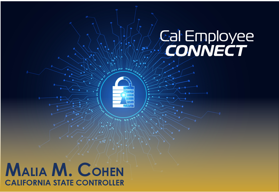 graphical representation of the secure Cal Employee Connect with the image of an online lock